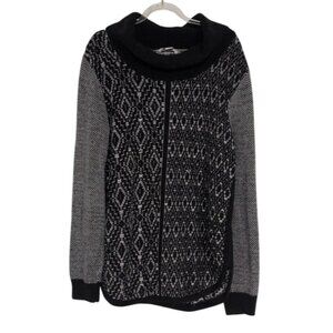 Coldwater Creek Cowl Neck Sweater Womens Size Large Blue Geometric Boho Knit